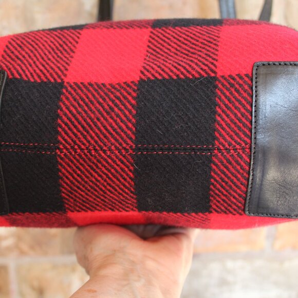 Pendleton 100% Wool / Leather Buffalo Plaid Tote Bag Shoulder Purse - Picture 6 of 15